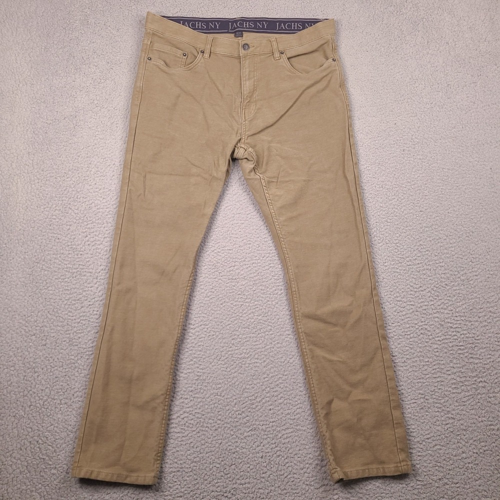 Jachs NY Mens 36x30 Khaki Tan Stretch Five Pocket Straight Leg Pants
